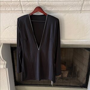 Black V-Neck Long Sleeve Mini Dress